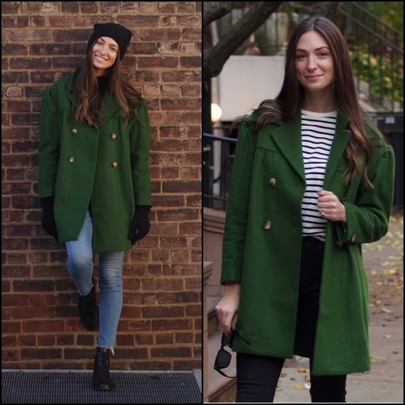 NWT Something Navy Wool Blend Gemma Coat | Green | Size Small - Picture 1 of 13